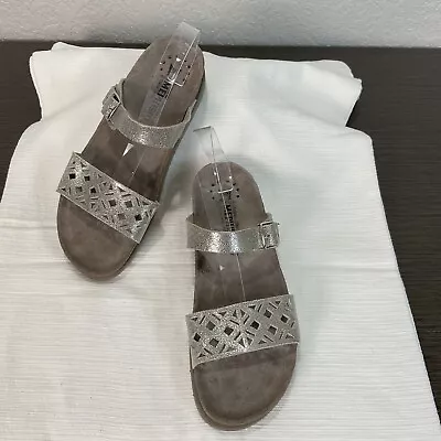 Mephisto Air Relax Womens Hirena Leather Silver Slides Sandals Shoes Sz 41/10 • $39.95