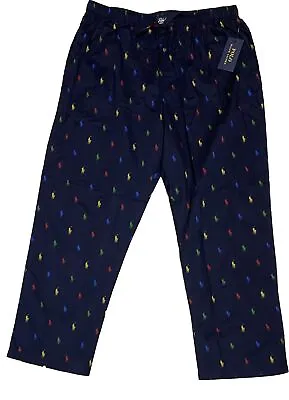 Polo Ralph Lauren Men's Button Fly Lounge Pants X-Large (40-42) Navy Pony Print • $31.98