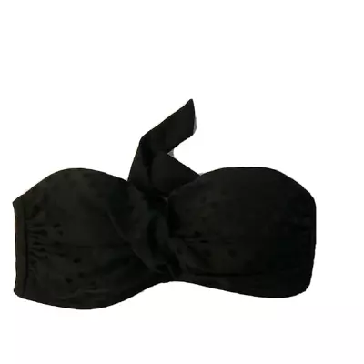 Allen B Bikini Top Size 4 Black Strapless Polka Dot Swim Beach Bandeau • $16.20