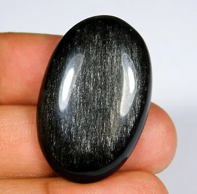 Natural Silver Sheen Obsidian Oval Cabochon Hand-polished Gemstone 38.ct Uz=340 • $7.61