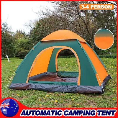 Automatic Camping Tent 3-4 Man Instant Pop Up Tent Festival Family Tent Hiking • $38.97