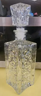 Vintage Cut Glass Whiskey Decanter With Stopper Liquor Bottle Prohibition Era • $36