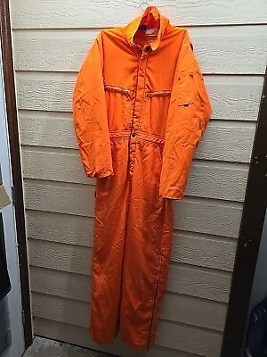 Key Imperial Mens Blaze Orange Coveralls Jumpsuit Lined  Insulated Quilted VTG S • $38.25