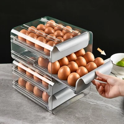 32 Grids Egg Holder Box Tray Storage Organizer Eggs Refrigerator Container Case • £8.45