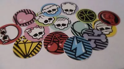 Pre Cut One Inch Bottle Cap Images  Skulls Monster High Logos  Free Shipping • $2.40