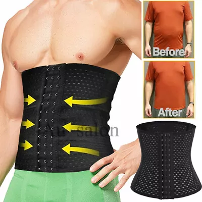 Men Slim Waist Trainer Body Shaper Tummy Control Girdle Belly Fat Burner Corset • £8.79