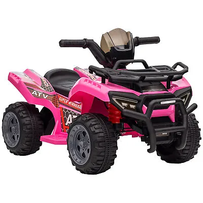 HOMCOM 6V Kids Electric Ride On Car Toddler Quad Bike ATV For 18-36 Month Pink • £57.99