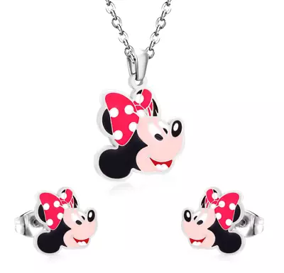 Unicorn & Minnie Mouse Set Necklace & Earring Stainless Steel  • £6.45