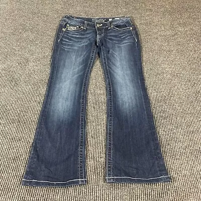 Miss Me Jeans Womens 28 Blue Denim Rhinestone Bootcut Stretch Low Rise 30x30 • $21.20