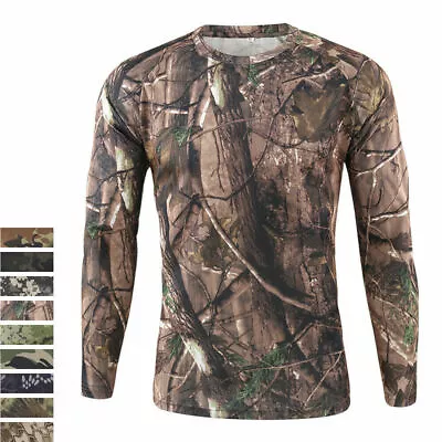 ESDY Men's Military Tactical T-Shirt Long Sleeve Army Airsoft Combat Camo Casual • $15.99