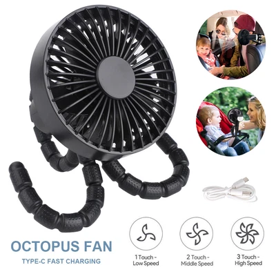 $22.89 • Buy Clip On Fan LED Handheld USB Mini Cooling Desk Stroller Pram Cot Car Portable AU