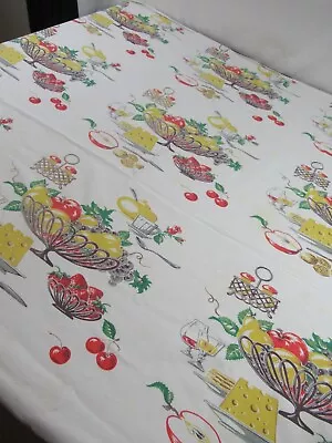 Vintage Fruit Bowl Cotton Tablecloth Rectangle 54x59 • $22.99