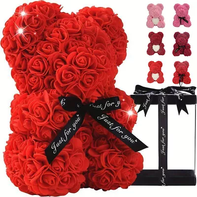 Rose Bear Flower Foam Teddy Box Birthday Wedding Valentine Lovers Gift Box 25cm • £9.49