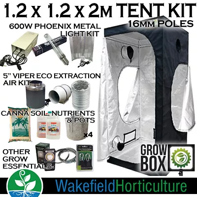 Grow Box 1.2m Tent Kit 16mm Poles - Metal Light Kit - 5  Extraction - NutesEtc • £252.99