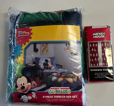 Disney Mickey Mouse Playhouse 4 Piece Toddler Bedding Set And Window Panels • $69.99