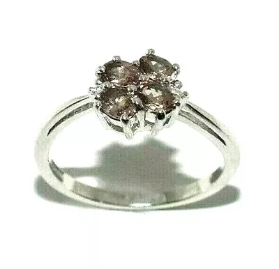 Ladies/womens 9ct White Gold Ring Set With Morganite + Diamonds UK Size N 1/2 • $161.86