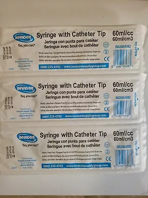 INVACARE IRRIGATION SYRINGE WITH CATHETER TIP 60ml/cc - 2OZ - 75 AVAILABLE • $1.59