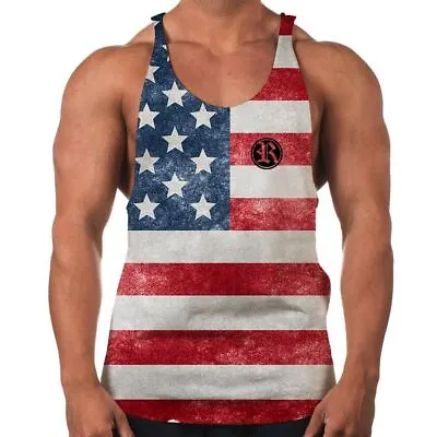 £9.97 • Buy Rich In Paradise USA American Flag Gym Workout Racer Back Mens Muscle Vest
