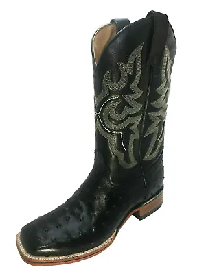 Men's Cowboy Boots Ostrich Print Leather Western Rodeo Square Toe Boots • $89.99