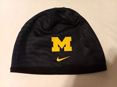Vintage Nike Michigan Wolverines Beanie Hat Blue  Maze Block M And Shoosh 90's • $13.99