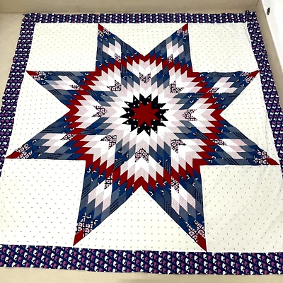 $34.99 • Buy Texas Lone Star Handmade Machine Pieced Cotton Queen Patchwork Quilt Top/topper