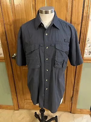 L.L. BEAN Buzz Off Insect Shield Vented Button-Up Fishing Shirt Medium Blue Gray • $11.95