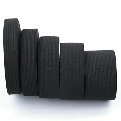 15/20/30/40 Mm Wide Flat Black Elastic Band Sewing Spool Knited Stretch Cord • $23.89