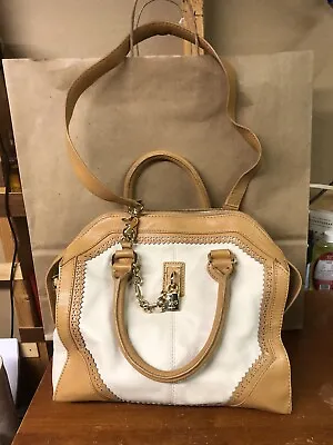 $58 • Buy Emma Fox Satchel Purse Handbag Cream Tan Leather