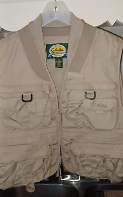 Cabelas Fly Fishing Vest Mens Large Khaki Utility Lightweight Outdoor Hunting • $28