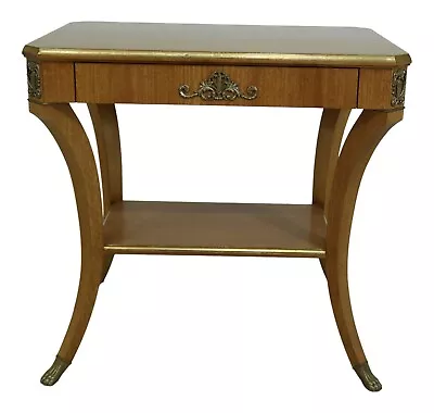 51046EC: JOHN WIDDICOMB Satinwood Neoclassical 1 Drawer Occasional Table • $1095
