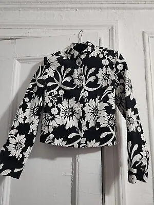 Zara Black & White Floral Jacquard Jacket S • $29.99