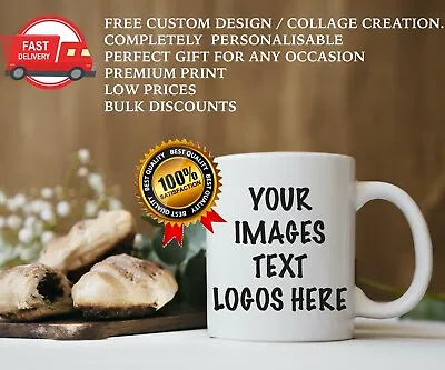 Personalised Photo Mug Custom Cup Text Image Name Logo Mothers Day Birthday Gift • £10.45