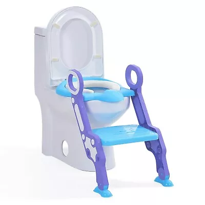 £13.90 • Buy Children Toilet Seat Ladder Toddler Potty Training Kids Step Up Easy Fold Down