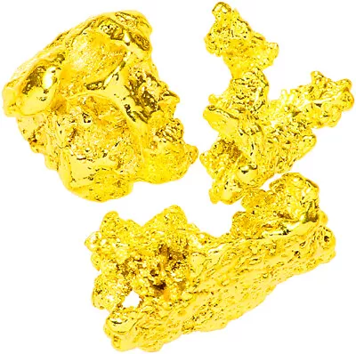 0.1405 Gram Alaska Natural Gold Nuggets - (#77419) - 3pcs Alaskan Gold Nuggets • $0.01