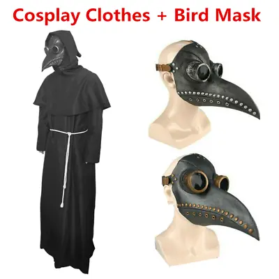 Plague Doctor Bird Mask Beak Halloween Costume Steampunk Cosplay Party + Clothes • $16.95