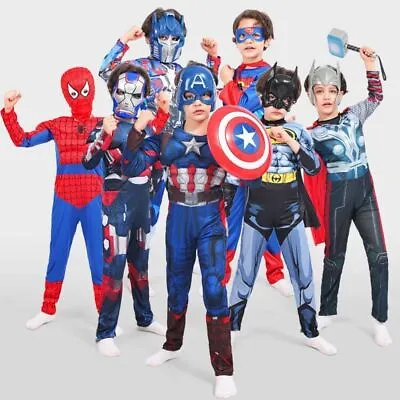 Boys Spiderman Ironman Thor Hulk Kids Cosplay Costume Fancy Jumpsuit 3-10 Years • $27.16