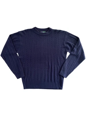 $24.99 • Buy Vintage Tina Of Scotland Navy Blue Baby Cable Cashmere Long Sleeve Sweater Sz L