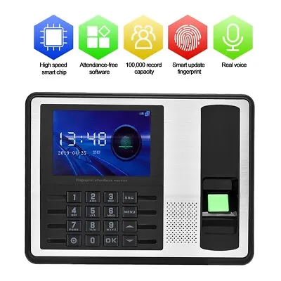 £71.41 • Buy (UK Plug)AUNC Clocking In And Out Machine Fingerprint Time Clock T9 Input SDS