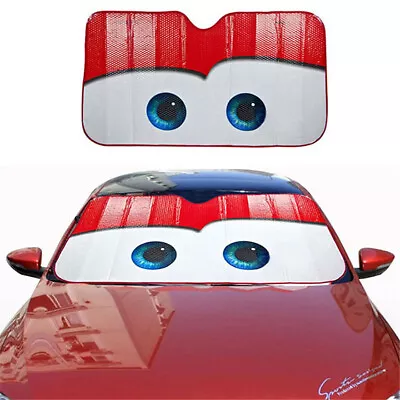 Red Catoon Big Eyes Car Windshield Cover Front Window Sun Shade Visor 130x70cm • £17.16