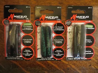 Lot Of 3 Packages Matzuo Pre-rigged Ned Style Rigs - 3 Colors - 2 Types • $15.99