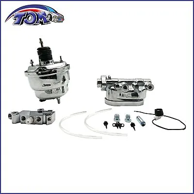 7  Dual Power Booster Chrome 1-1/8  Smooth Top Master Cylinder 4 Wheel Disc Disc • $130.65