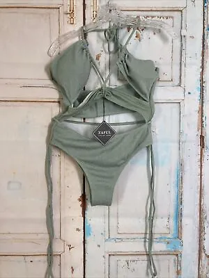 Zaful Forever Young Green Color Swimsuit One Piece Size 8/L US Bathing Suit • £24.11