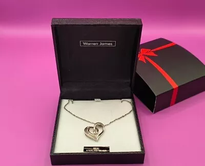 Cute Warren James Silver Open Heart Necklace - 925  • £14.99