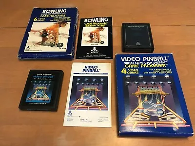 Bowling + Video Pinball  Atari 2600 - CIB - NM Cart/G Box. Tested Working #6 • $14