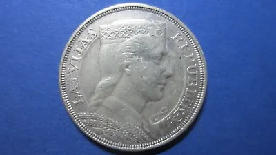 Latvia Silver 5 Lati 1929 IN XF • $48.65