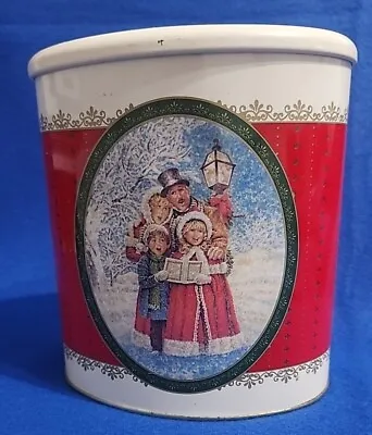 Vintage FTD Red Carolers Candy Gift CHRISTMAS TIN W/ Hinged Lid • $5