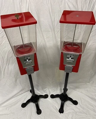 £250 • Buy TWO VINTAGE EAGLE GUMBALL SWEET DISPENSER MACHINES ORIGINAL STANDS 20p VENDOR
