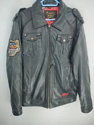 Ed Hardy X Avirex Leather Jacket Size M • $139.99