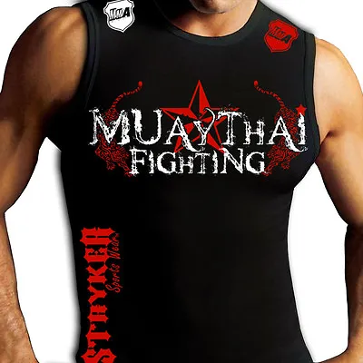 Muay Thai Fighting Tiger Muscle Stryker Sleeveless T-Shirt Top UFC MMA Jiu Jitsu • £22.20