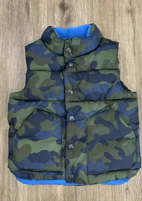 Gap Baby Boy Toddler Puffer Vest Jacket Camo Green Navy Blue Size 3T/3 Years • $28.04